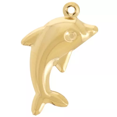 Colgante delfín 18x12 mm - Acero inoxidable 304L - Dorado x1