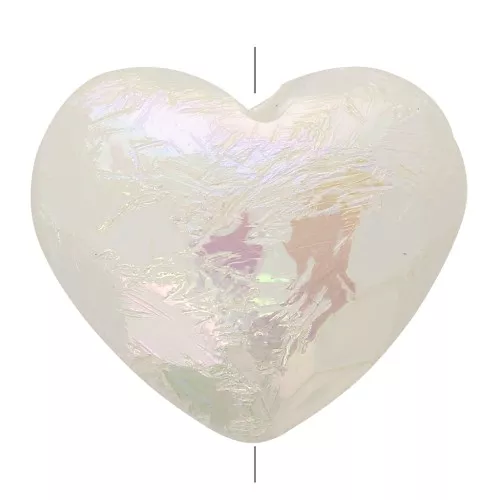 Perla facetada corazón 17x20 mm imitación perla de agua dulce - Blanco iridiscente x1