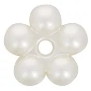 Cuentas rondelle flor 15 mm - imitación perla de agua dulce - Perla crema x4