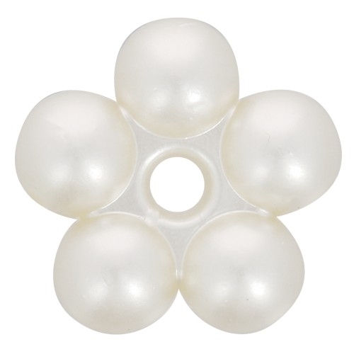Cuentas rondelle flor 15 mm - imitación perla de agua dulce - Perla crema x4