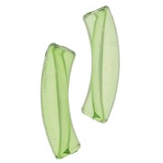 Perlas acrílicas transparentes 32x8 mm tubo curvo - Verde claro x6