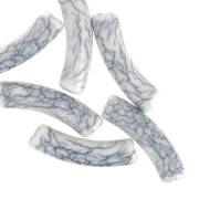 Perlas tubo curvadas de acrílico opaco 32x8 mm - efecto craquelado - Blanco x6