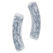 Perlas tubulares curvadas 32x8 mm en acrílico opaco - efecto craquelado - Blanco x6