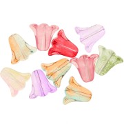 Cuentas de vidrio flor de tulipán 10x11 mm - Transparente - Multicolor x10|raw }}