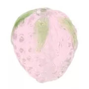 Perla de vidrio 16x14 mm -Rosa transparente x1