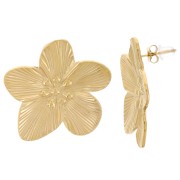 Pendientes flor de cerezo 30 mm Acero inoxidable 304L Dorado x2|raw }}