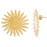 Pendientes Sol, acero inoxidable 304L dorado x2