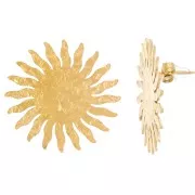 Pendientes Sol, acero inoxidable 304L dorado x2