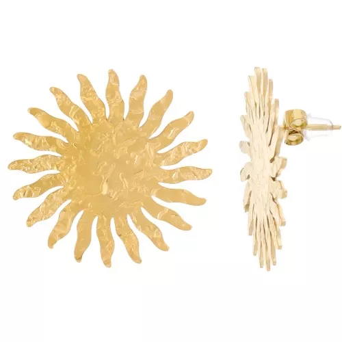 Pendientes Sol, acero inoxidable 304L dorado x2