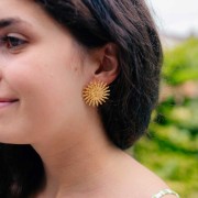 Pendientes Sol, acero inoxidable 304L dorado x2