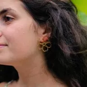 Pendientes flor de alambre - volumen 3D - 35 mm Acero inoxidable 316L x2