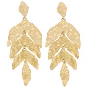 Pendientes colgantes Hoja 74x30mm - Acero inoxidable 316L dorado x2|raw }}