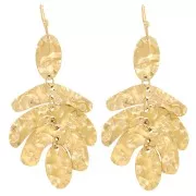Pendientes Hoja 57x27mm - Acero inoxidable 316L dorado x2