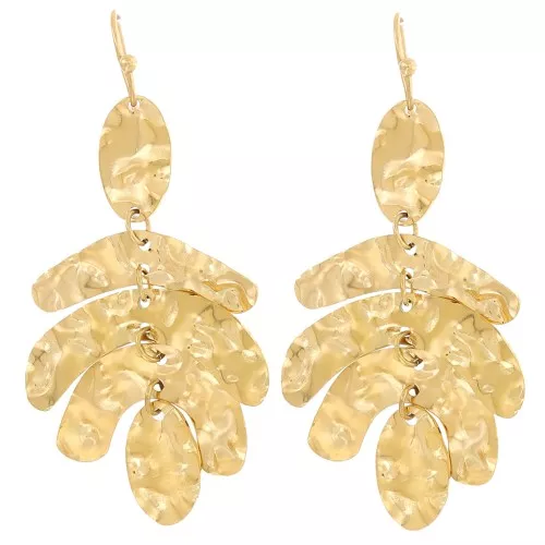 Pendientes Hoja 57x27mm - Acero inoxidable 316L dorado x2