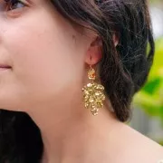 Pendientes Hoja 57x27mm - Acero inoxidable 316L dorado x2