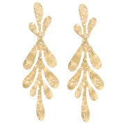 Pendientes hoja 63X20mm - Acero inoxidable 316L dorado x2|raw }}