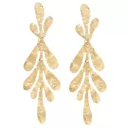 Pendientes hoja 63X20mm - Acero inoxidable 316L dorado x2