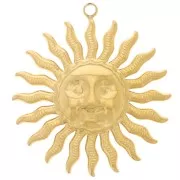 Pendentif soleil motif visage 30 mm - Acier inoxydable 304L Doré x1