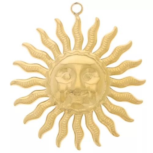 Colgante sol de cara de 30 mm - Acero inoxidable 304L Dorado x1