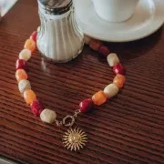 Colgante sol de cara de 30 mm - Acero inoxidable 304L Dorado x1