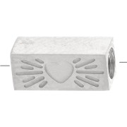 Cuenta tubo rectangular 7x3 mm motivo corazón - Acero inoxidable 316L x1|raw }}