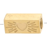Cuenta tubo rectangular 7x3 mm motivo corazón - Acero inoxidable 316L Dorado x1