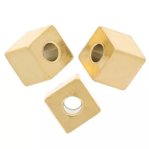 Perlas cúbicas 5 mm - Acero inoxidable dorado 303L x6