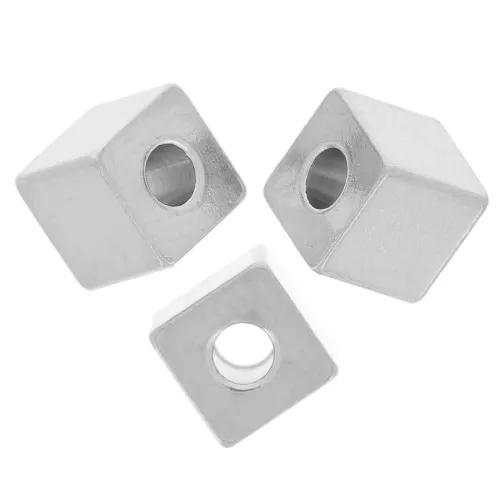 Perlas cúbicas de 5 mm - acero inoxidable 303L x10