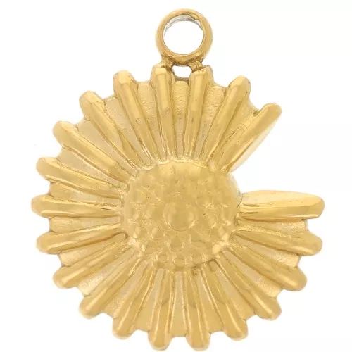 Dije flor margarita 10 mm acero inoxidable 304L - Dorado x1
