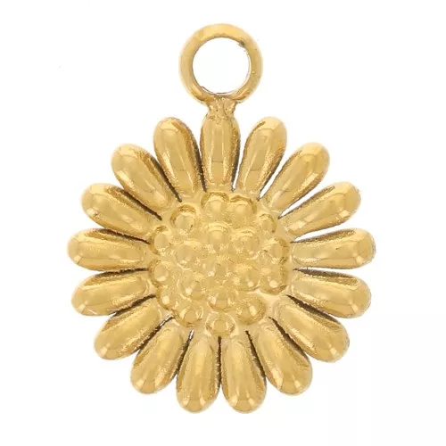 Colgante girasol 7 mm acero inoxidable 304L - Dorado x1