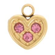 Colgante corazón 6,5x6 mm óxidos de circonio - Acero inoxidable 304L Dorado - Rosa x1|raw }}