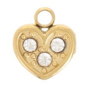Colgante corazón 6,5x6 mm óxidos de circonio - Acero inoxidable 304L - Dorado x1|raw }}