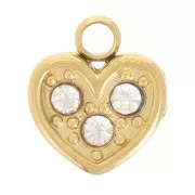 Colgante corazón 6,5x6 mm óxidos de circonio - Acero inoxidable 304L - Dorado x1