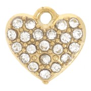Colgante corazón 8x8 mm - Óxidos de circonio - Acero inoxidable 304L - Dorado x1