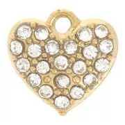Colgante corazón 8x8 mm - Óxidos de circonio - Acero inoxidable 304L - Dorado x1