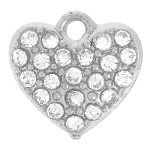Colgante corazón 8x8 mm - Óxidos de circonio - Acero inoxidable 304L x1