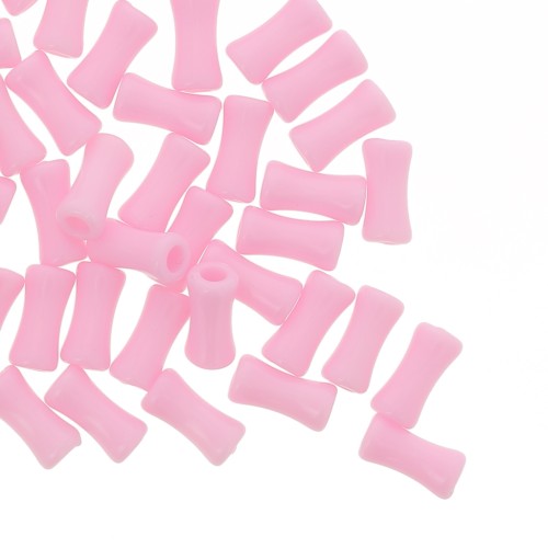 Tubo de cuentas de bambú en acrílico opaco 11x5 mm Rosa x30