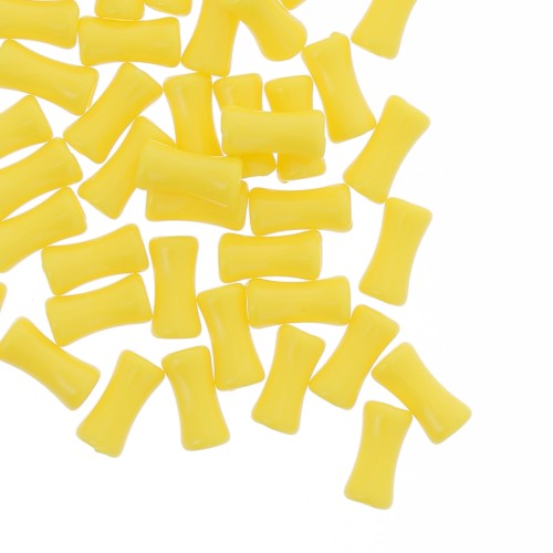 Tubo de cuentas de bambú en acrílico opaco 11x5 mm Amarillo x30