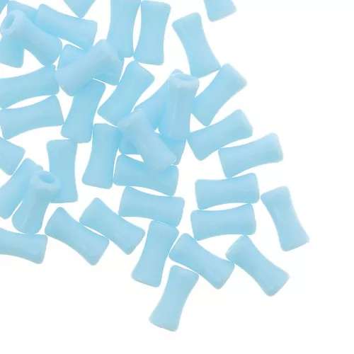 Tubo de cuentas de bambú en acrílico opaco 11x5 mm Azul claro x30