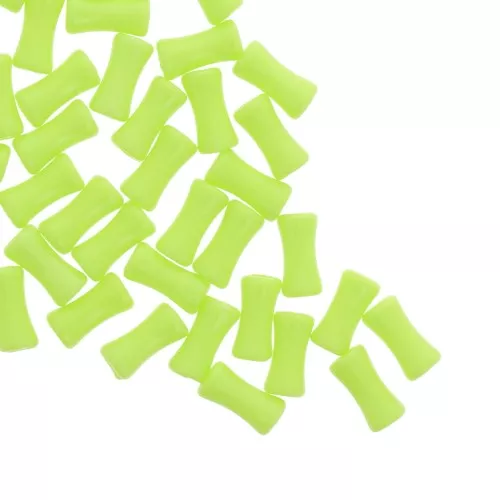 Tubo de cuentas de bambú en acrílico opaco 11x5 mm Verde Fluo x30