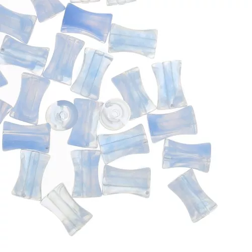 Abalorios acrílicos transparentes tubo de bambú 13x8 mm Azul cielo Mármol x20