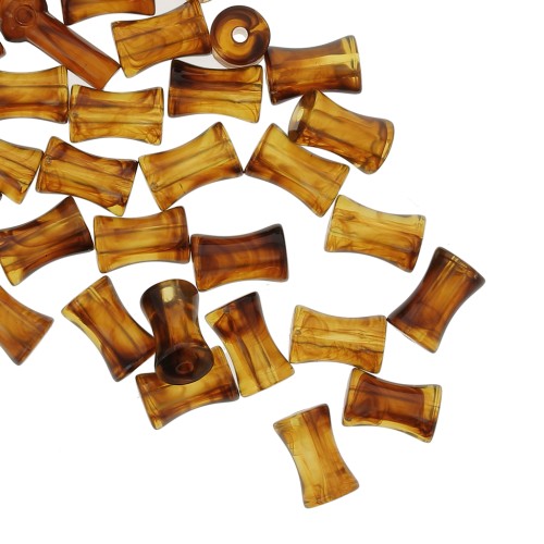 Tubo de bambú acrílico transparente 13x8 mm Ámbar jaspeado x20