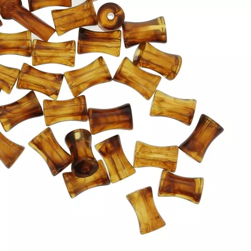 Tubo de bambú acrílico transparente 13x8 mm Ámbar jaspeado x20