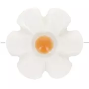 Perla flor de nácar de 12 mm - Blanca - Naranja x1