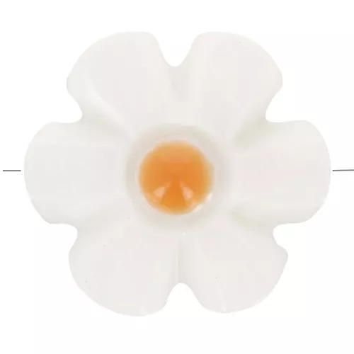 Perla flor de nácar de 12 mm - Blanca - Naranja x1