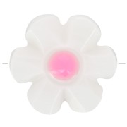 Perla flor de nácar de 12 mm - Blanca - Rosa x1