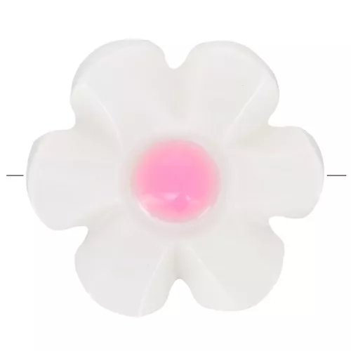 Perla flor de nácar de 12 mm - Blanca - Rosa x1