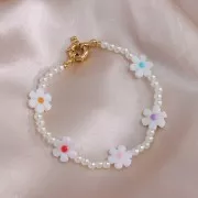 Perla flor de nácar de 12 mm - Blanca - Rosa x1