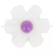 Perla flor de nácar de 12 mm - Blanca - Violeta x1
