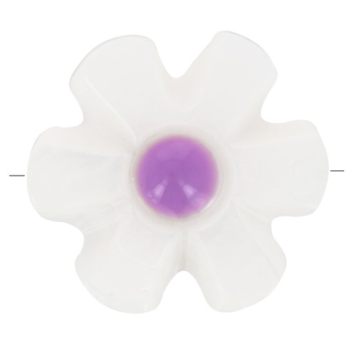 Perla flor de nácar de 12 mm - Blanca - Violeta x1